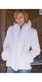 Women's Kylie Reversible Sheared Rabbit Fur Coat With Fox Fur Trim