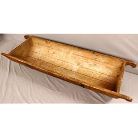 Large Antique German Hand-Carved Dough Bowl Baby Crib