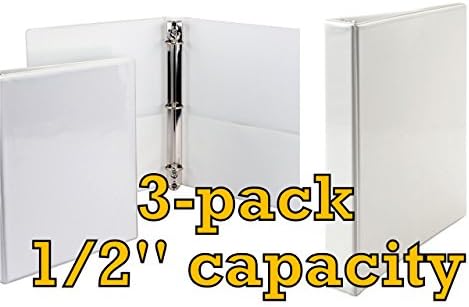 View Binder, White, Round Ring, 3-pack, .05" Capacity, Letter Size, White, Holds up to 125 sheets of 8.5 x 11 paper, Clear Overlay on Front, Back and Spine