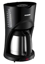 Severin KA 9225 Kaffeeautomat mit Edelstahl-Thermokanne, Edelstahl-gebürstet-schwarz / bis 10 Tassen / 1000 W