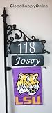 Boardwalk Reflective Address Sign on 48" Post with LSU Flag exclusively by Address America
