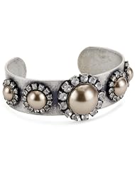 Liz Palacios "Perlas" Swarovski Crystal and Pearl Cabochon Cuff Bracelet