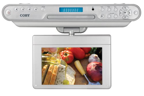 Coby KTFDVD7093 7-Inch Under-The-Cabinet LCD TV with Built-In DVD/CD Player and AM/FM Radio, Silver