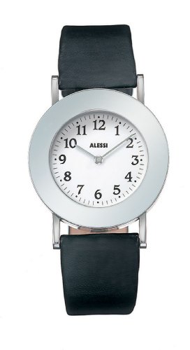 Alessi Unisex AL4000 Memento Black Leather Strap Watch