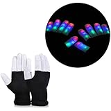 Vbiger LED Gloves Party Light Show Gloves- 7 Light Flashing Modes. The Best Gloving & Lightshow Dancing Lighting Gloves for Clubbing, Rave, Birthday, Edm, Disco, and Dubstep Party