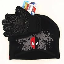 Spider-Man Knit Boy's Winter Hat & Gloves Set 4-16 Year Black