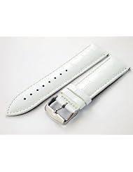 28mm White Crocodile Style Leather Watch Band Strap with Quick Release Pins Fits All !! (Extra Long)