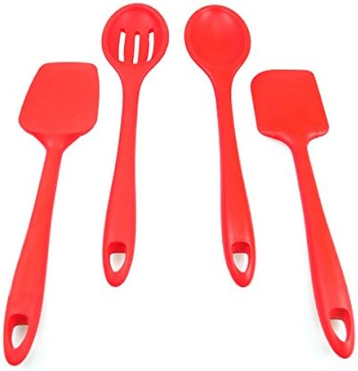 Chefaith Silicone Kitchen Utensils, Set of 4 [1 Spatula, 1 Turner, 2 Cooking Spoons] - Non-Stick, Heat Resistant (Up to 480°F) Cooking Tools, Food Grade Silicone with Solid Core, Ultra Durable