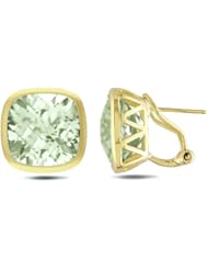 14k White Gold Green-Amethyst Earrings