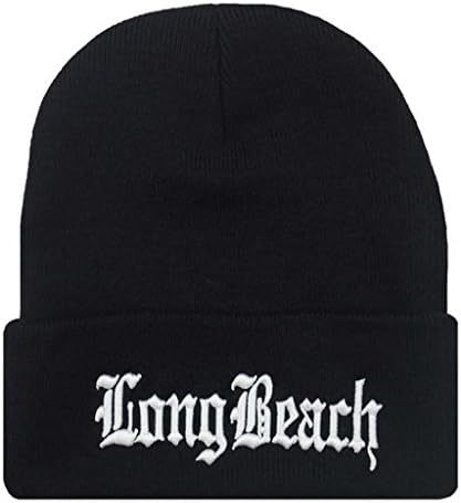 Black long beach Beanie Hat Men Women Winter Cap Skully Letter Beanie