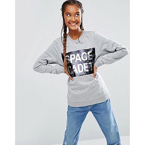 エイソス アウター パーカ＆スウェット ASOS Sweatshirt With Space Cadet Sequins Greymarl [並行輸入品]