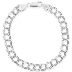Buy Sterling Silver Double-Link Chain Charm Bracelet, 7 by Amazon.com Collection