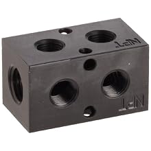 Polyconn PCM10-125R-02B 90 Degree Black Anodizing Aluminum Manifold, 1/4" NPT Female x 1/8" NPT Female, 2 Stations