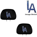 LA Sign Los Angeles Blue Gem Crystal Studded Rhinestone Bling Car Truck SUV Seat Headrest Covers - PAIR