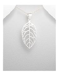 Leaf Pendant Necklace In 92.5 Sterling Silver