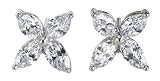 Platinum Marquise Diamond Flower Earrings (2.74 cttw, E-F Color, VS Clarity)