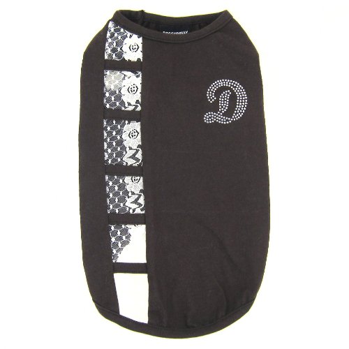 Doggy Dolly Designer Dog Apparel - Ava Lace T-shirt - Color: Brown, Size: M