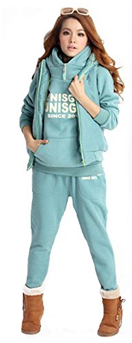 レディース (4色選択)  3点上下セットアップ　パーカー/スウェットパンツ/ベスト　オリジナルBAGセット#842　　ブルー グレー レッド ピンク 青 灰 赤 カジュアル