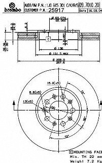 Brembo BDR25917  VW Brake Rotor