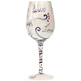 Westland Giftware 9-Inch Live, Laugh, Love Wine Glass, 15-Ounce