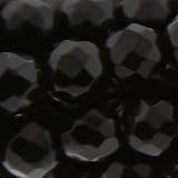 Synthetic Black Agate : Round-Faceted - 4mm Diameter, Sold by: 7 Inch Strand with Angel Mountain Beads Heart Charm (.625 x .570 inches)