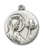 Sterling Silver Our Lady Star of the Sea Pendant with Stainless Silver Heavy Curb Chain 24 inch