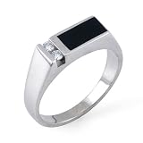 Black Coral Ring with Diamond in 14K White Gold
