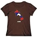 T-Shirt Womens Brown " Laos - Country Map Color" Countries
