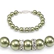 Genuine Swarovski Crystal Pearl Bracelet with Rondelle - Green (8mm)
