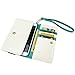 caseen ViVi Women's Smartphone Wallet Clutch Wristlet Case (Teal Turquoise Mint/White) for Apple iPhone 6 5S 5C 5 4S 4, Samsung Galaxy S5 S4 S3, Google Nexus 5, LG G2, HTC One M7, Sony Xperia Z3 Compact / Z, Moto X, Moto G, Droid Razr [Up to 5.75 x 3.1 Inch Cellphone] - Medium Size