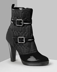 Calvin Klein Footwear Women's "Diamond" Quilted Nylon/Patent Boots - Size: 7.5