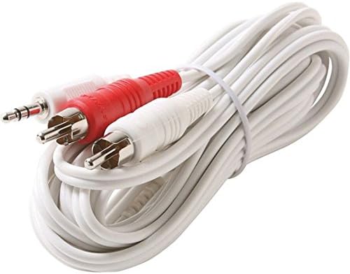 12' FT 3.5mm Male to 2 RCA Y Cable iPod White Dual Plug Cable White Stereo 3.5mm Male to Dual RCA Male Adapter Plug Shielded Audio Splitter Cable Signal Separating Component Jack Adapter Cable