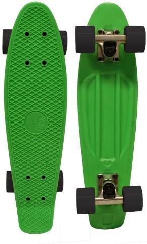 Plastic Mini Cruiser Skateboard Complete Old School 6" x 22-Inch (Green Deck / Black Wheels)