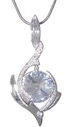 Birthstone Color Pendant Necklace with Two Swarovski Crystals Set in Platinum. Made In USA