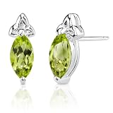 1.00 Carats Marquise Shape Peridot Earrings in Sterling Silver