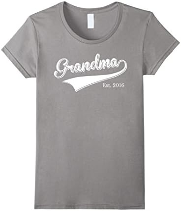 Women's Grandma Est 2016 T Shirt Mother Day Gift for New Grandma Large Slate