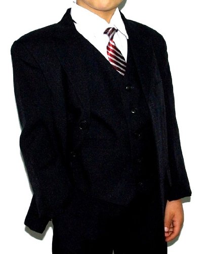 Kinderanzug ( Kommunionsanzug ) schwarz uni 5-tlg. Sakko+ Hose+ Weste+ Hemd+ Krawatte 140/146