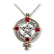 Venusian Red Crystal Pentagram Pendant Necklace