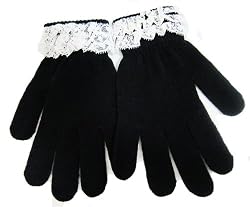 Romantic Black Gloves - Hand-sewn Victorian Lace (One Size Fits Most Women)