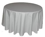 90 in White Round Tablecloth Heavy Woven Polyester - Commercial Grade