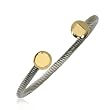 men's stainless steel and gold accent bangle