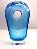 Glass Blue Vase Beautiful & Heavy 100% Handblown Art X433