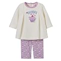 Infant Girls' Just One Year Long-sleeve Cupcake Pant Set - Cream/Light Purple