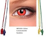 Fancy Dress 1 Day Use Red Devil Contact Lenses & A Whistle - Be Heard & Be Seen This Halloween