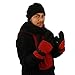 Men's Winter Fleece Hat Scarf Gloves Set Black/Red