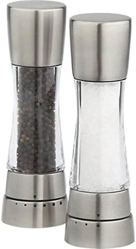 SugarFox Premium Dual Salt and Pepper Grinder - Ceramic 2-in-1 Deluxe Mill - Elegant Hourglass Design (24 MONTH WARRANTY)