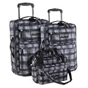 JanSport SuperBreak 19" 22" Upright and Tote Set, Black & White Pizzazz Plaid