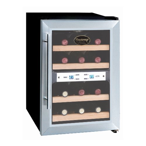 Vinotemp VT-12TEDS-2Z Dual Zone Thermoelectric Wine Cooler, 12-Bottle