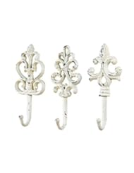 Shabby Cottage Chic Cast Iron Wall Hooks (set of 3)