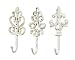 Shabby Cottage Chic Cast Iron Wall Hooks (set of 3)